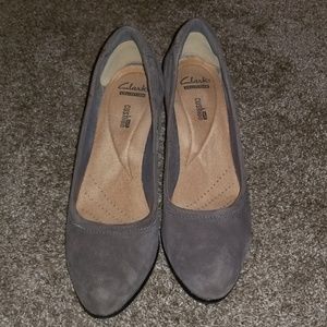 Grey suede heels